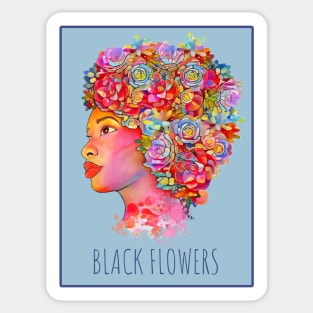 Black girl with floral hair, black lives matter, african american Sticker